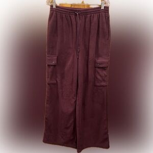 PINK Victoria's Secret Ivy Maroon Cargo Wide Leg Sweatpants